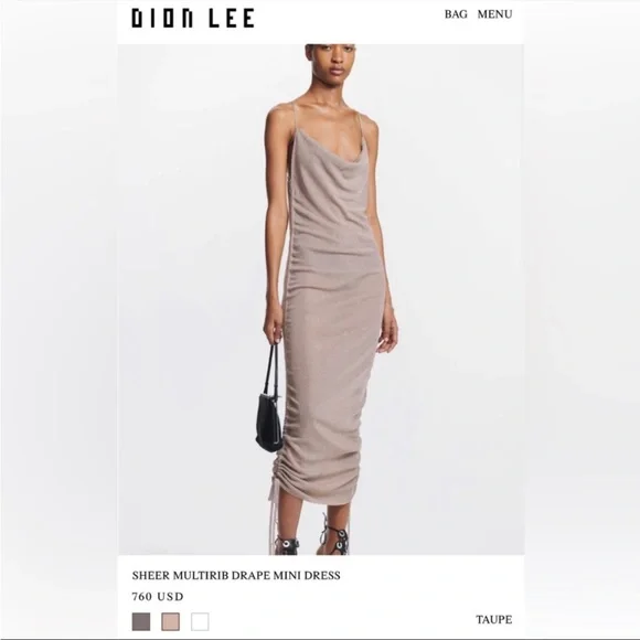Dion Lee SHEER MULTIRIB DRAPE MINI Dress